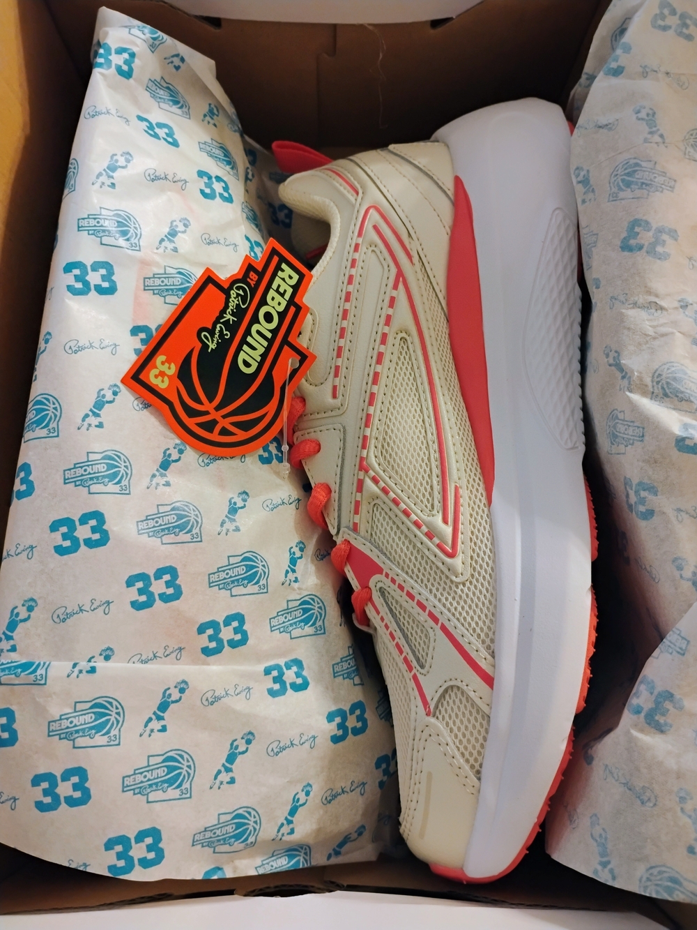Lightweight Women's Athletic Sneaker in Cream & Coral